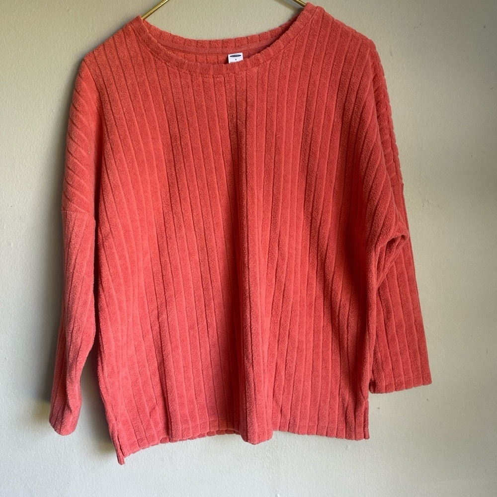 Old Navy Coral Ribbed Knit Crewneck Sweater